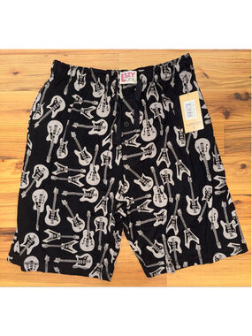 NWT Lazy One Guitar Print Lounge Shorts Rock Band Pajama AOP Men’s L